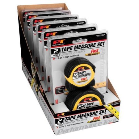 Performance Tool 25 Ft. & 12 Ft. Tape Measure Set, W5025Bp W5025BP